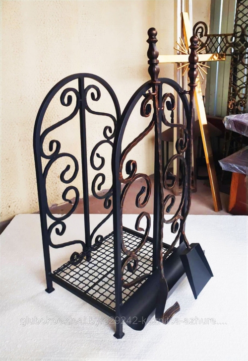 Дровница с каминным принадлежностями №7