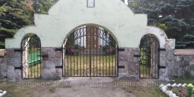 Кованые ворота с калиткой в храм №2